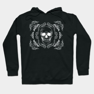 Filigree skull white on black Hoodie